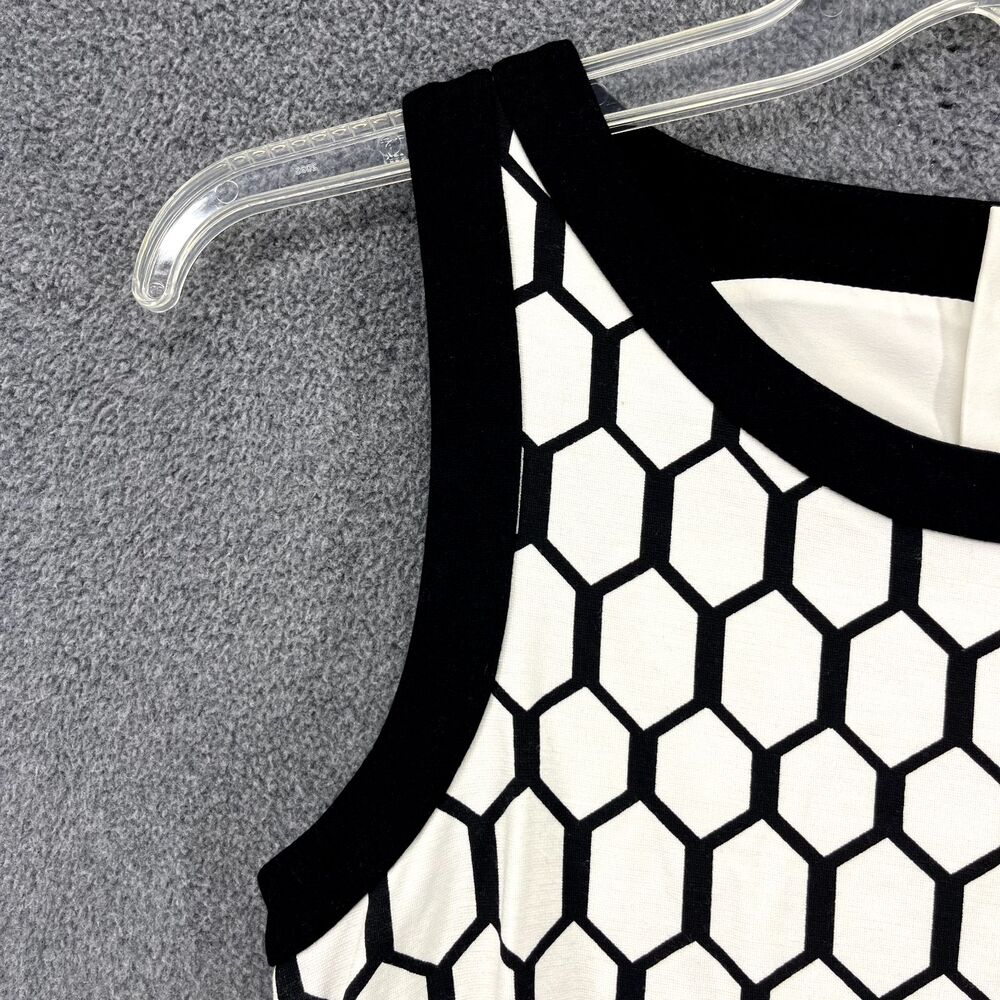 BANANA REPUBLIC Dress Womens 8 White Black Geometric Pencil Bodycon Sleeveless - Picture 4 of 16